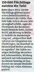 150 000 Flüchtlinge nutzen die Tafel